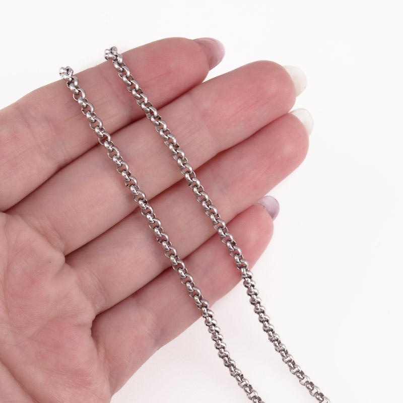 Ланцюг з нержавіючої сталі, 3 мм, Темне срібло (ZEP-055311)