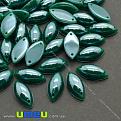 Пришивной кристалл пласт. Лодочка перламутровая, 15х7 мм, Зеленый, 1 шт (KAB-012096)