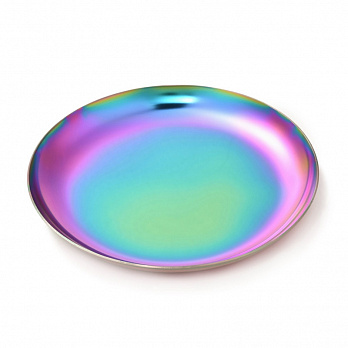 Декоративная тарелка из нержавеющей стали Круглая, 100х10 мм, Разноцветная, 1 шт (INS-051977)
