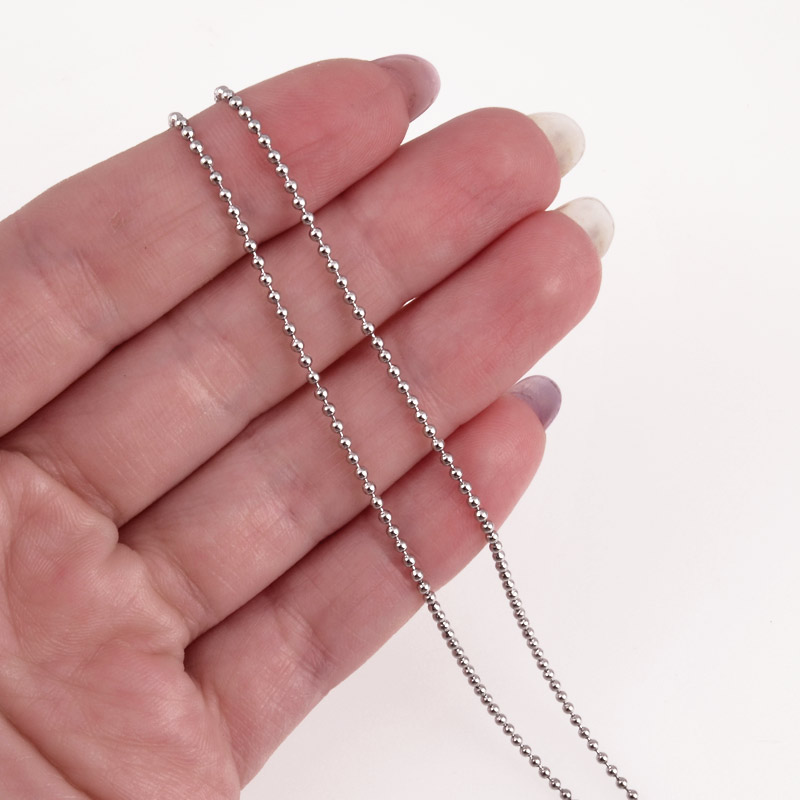 Цепь с шариками 1,5 мм из нержавеющей стали, Темное серебро (STL-055256)