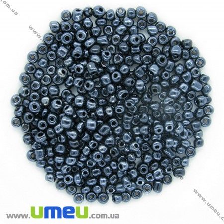 Бісер китайський великий, 6/0, Мокрий асфальт перламутровий, 4 мм (BIS-000613)