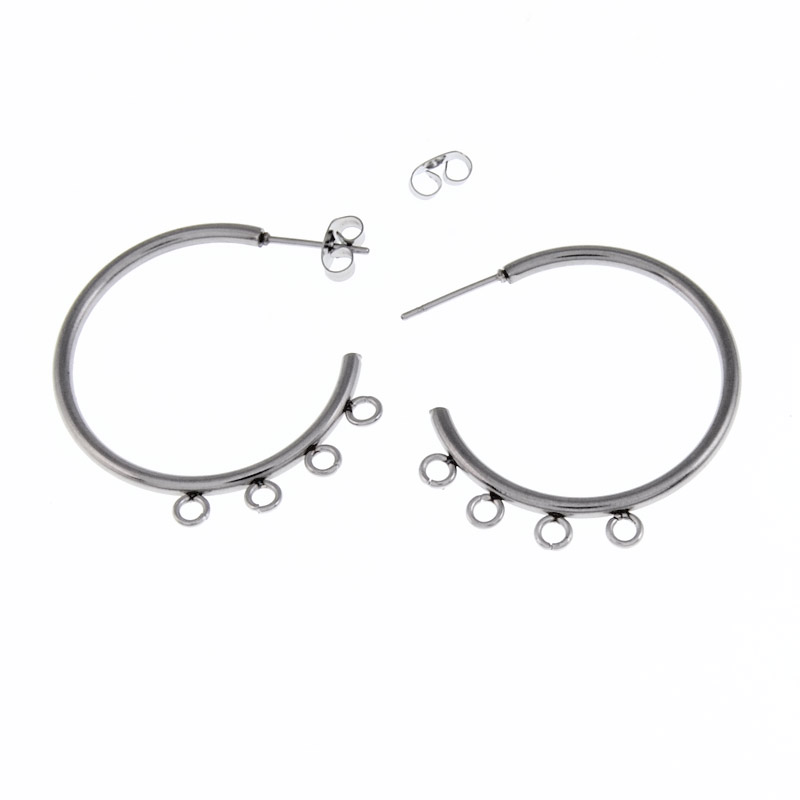 Швензи із нерж. сталі, 32х32 мм, Темне срібло (STL-055778)