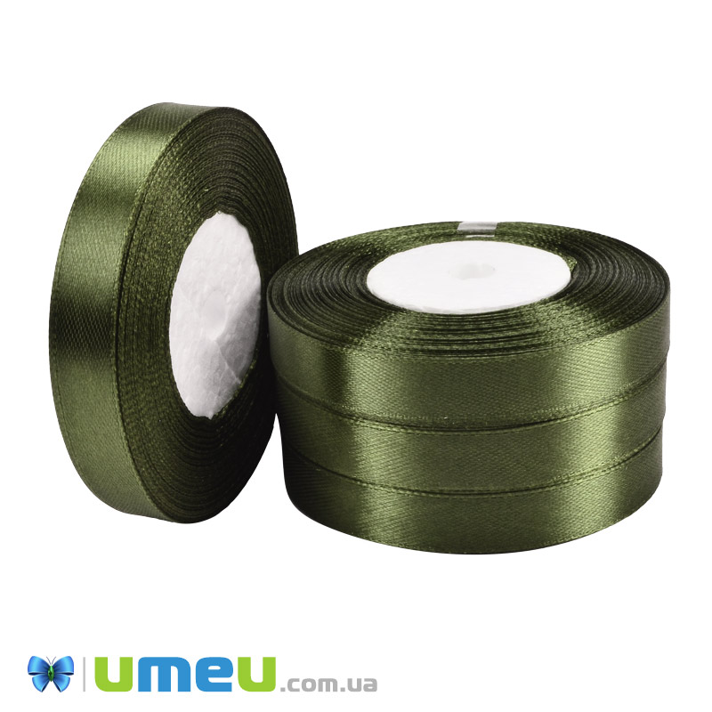 Атласна стрічка, 12 мм, Хакі (LEN-051028)