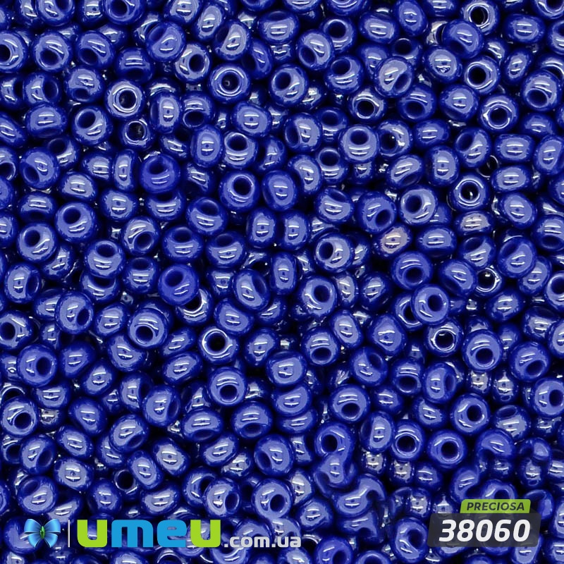 Бісер чеський №585 / 38060, Синій, Перламутровий, 10/0 (BIS-010099)