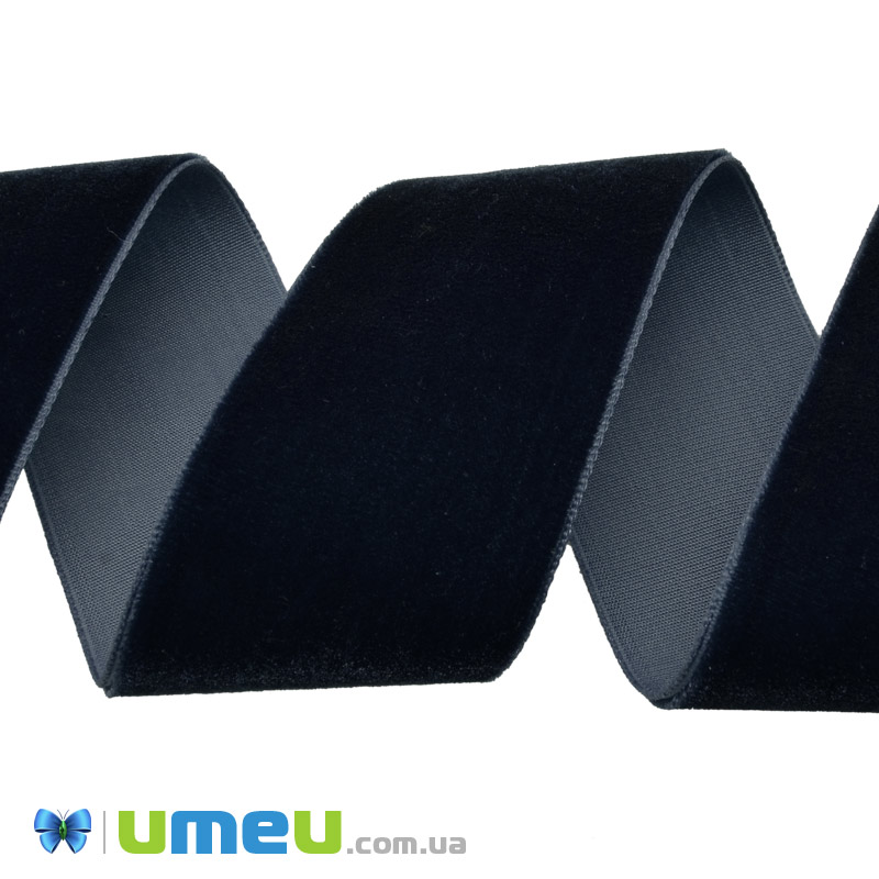 Стрічка оксамитова, 38 мм, Синя темна (LEN-039429)