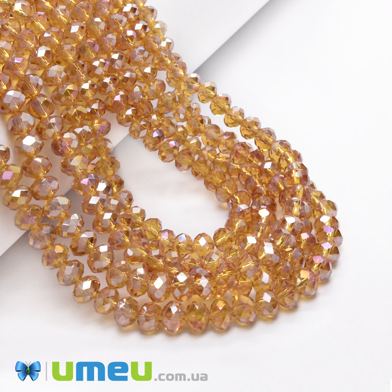 Намистини ронделі, 6х5 мм, Топаз AB (BUS-049264)