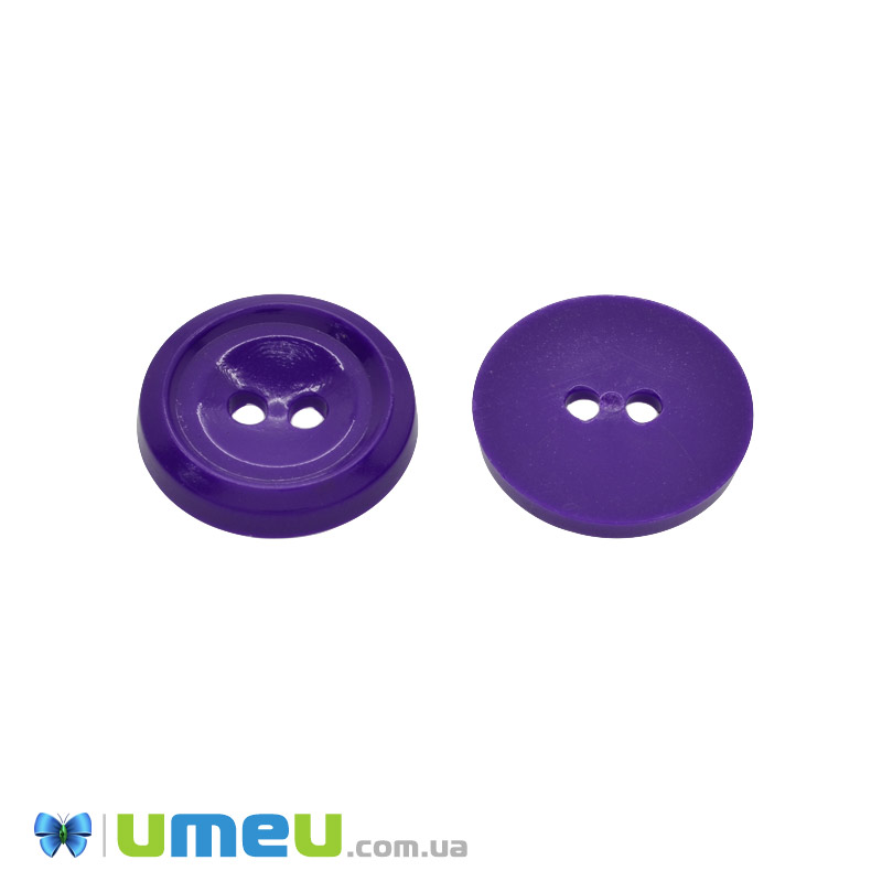 Пуговица пластиковая Круглая, 17,5 мм, Фиолетовая (PUG-047902)