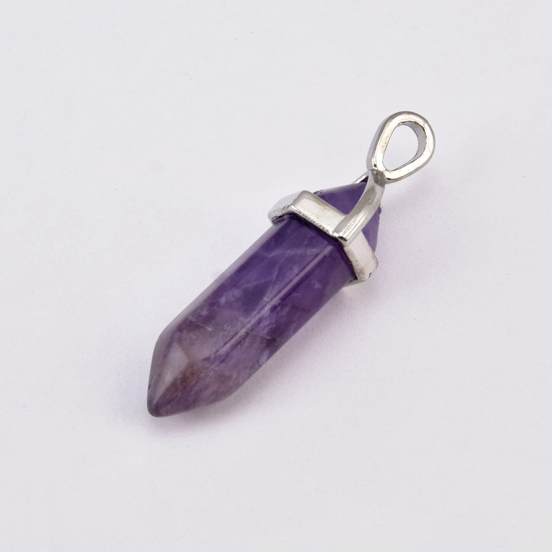 Підвіска Кристал, Натур. камінь Аметист, 39х8 мм (POD-058617)