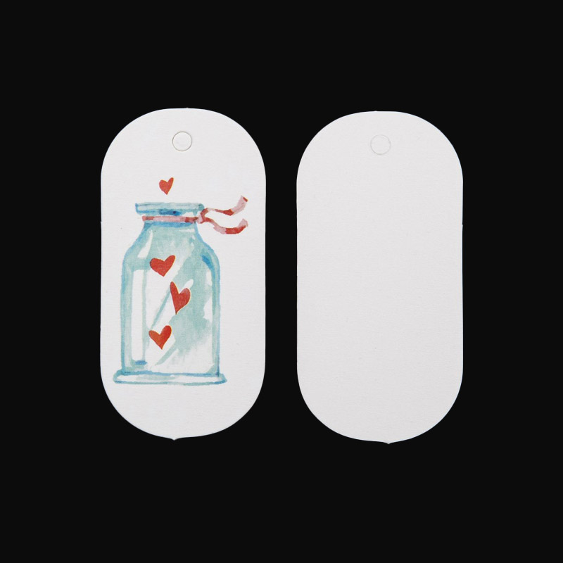 Бирки для подарков с принтом, 50х25 мм, Белые (UPK-056263)