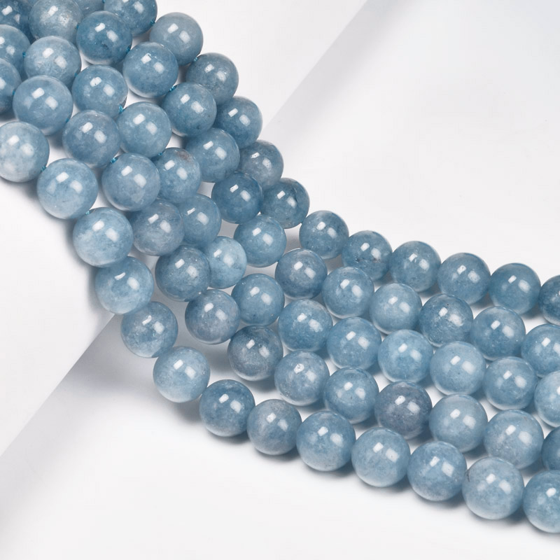 Намистини Аквамарин, Натур. камінь, 10 мм, Круглі (BUS-057859)