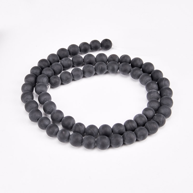 Бусины Агат черный матовый, Натур. камень, 6 мм, Круглые (BUS-051700)