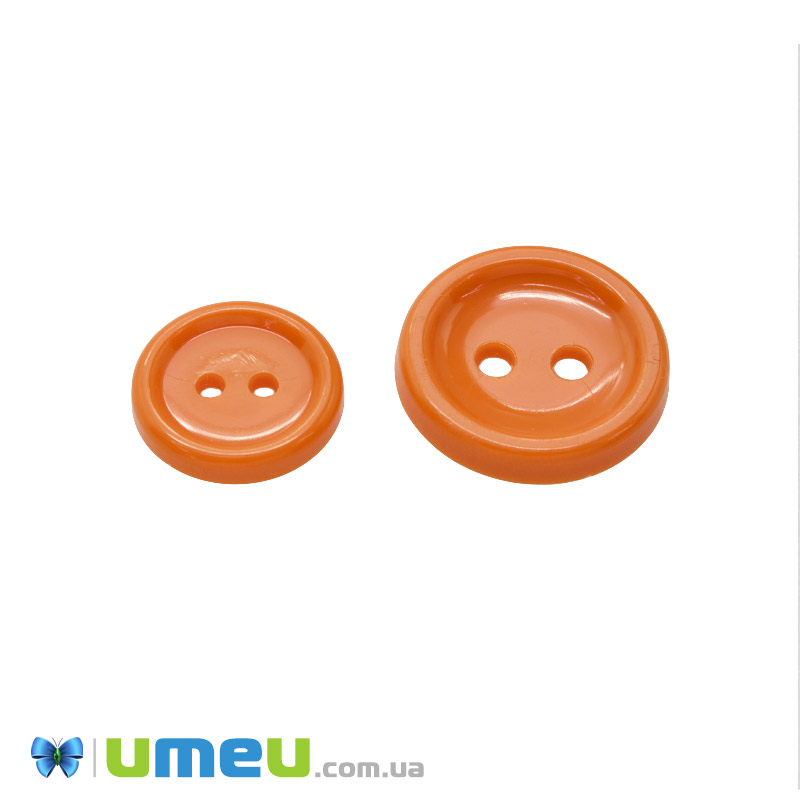 Пуговица пластиковая Круглая, 15 мм, Оранжевая (PUG-047964)
