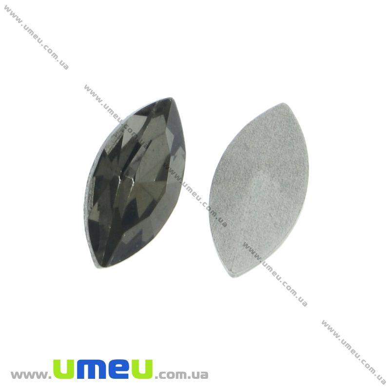 Риволи стеклянный, Лодочка граненая, 15х7 мм, Серый (KAB-025830)