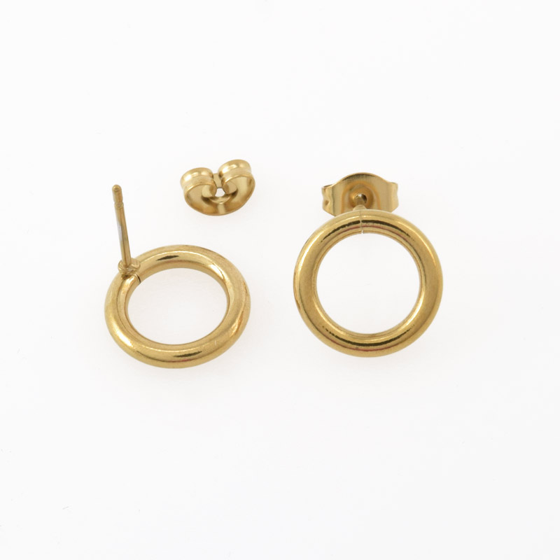 Пусети з нерж. сталі з заглушками, Круглі, 13х12 мм, Золото (STL-058497)