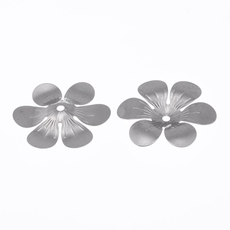 Обіймач з нержавіючої сталі Квіточка, 27х3,3 мм, Темне срібло (STL-055787)