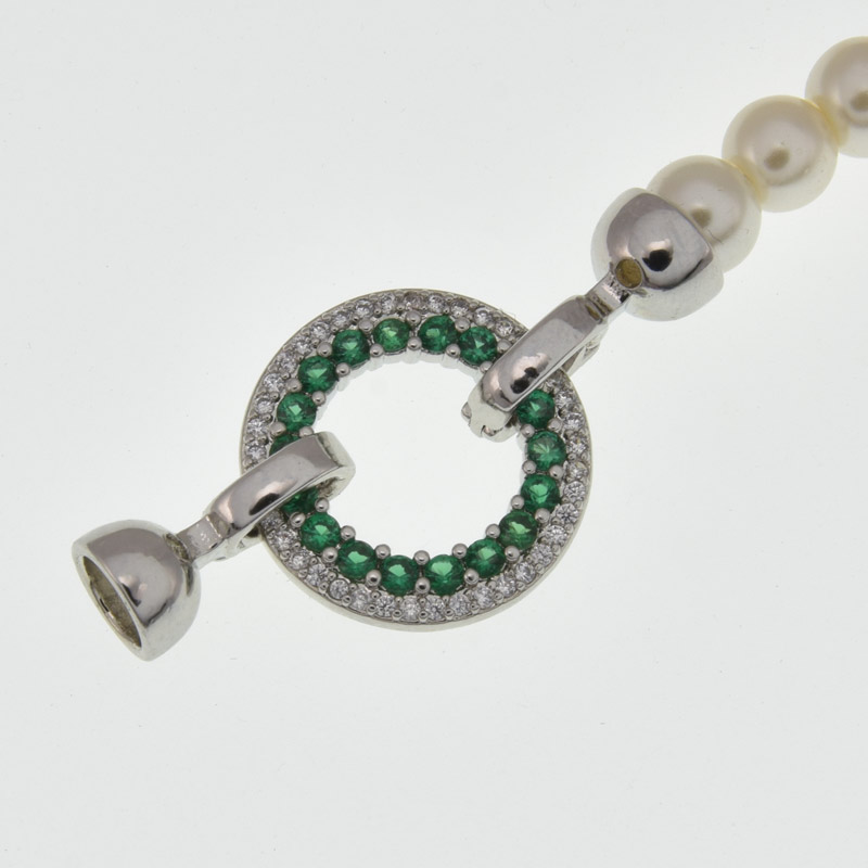 Застёжка, 36х18 мм, Латунь с покрытием Родий, Куб. цирконий (ZAM-060834)