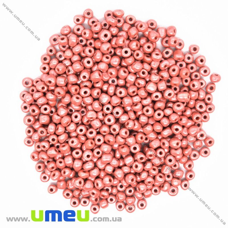Бісер китайський великий, 6/0, Кораловий перламутровий, 4 мм (BIS-033699)