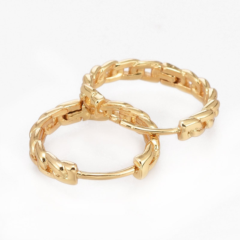 Сережки-кільця Huggie, Латунь з покриттям 18 kt, 16х3 мм (OSN-053100)