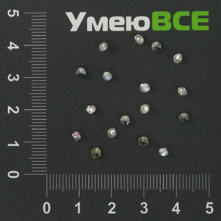 Стрази пластикові, 3 мм, Білі AB, Конус (STR-001470)