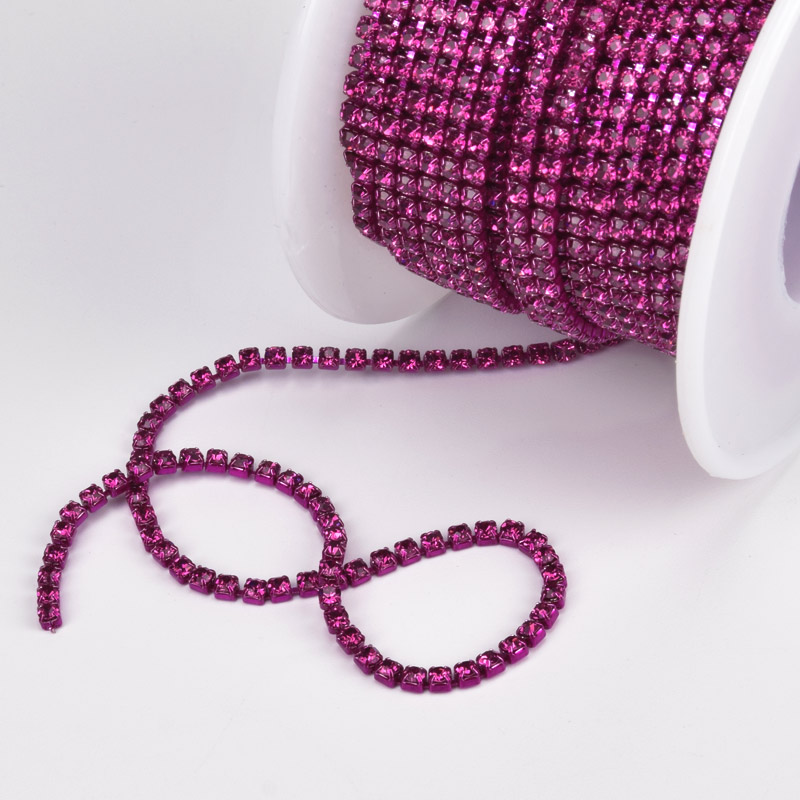 Стразового ланцюг SS6 - 2,0 мм, Малинова, Стрази скляні малинові (ZEP-043001)
