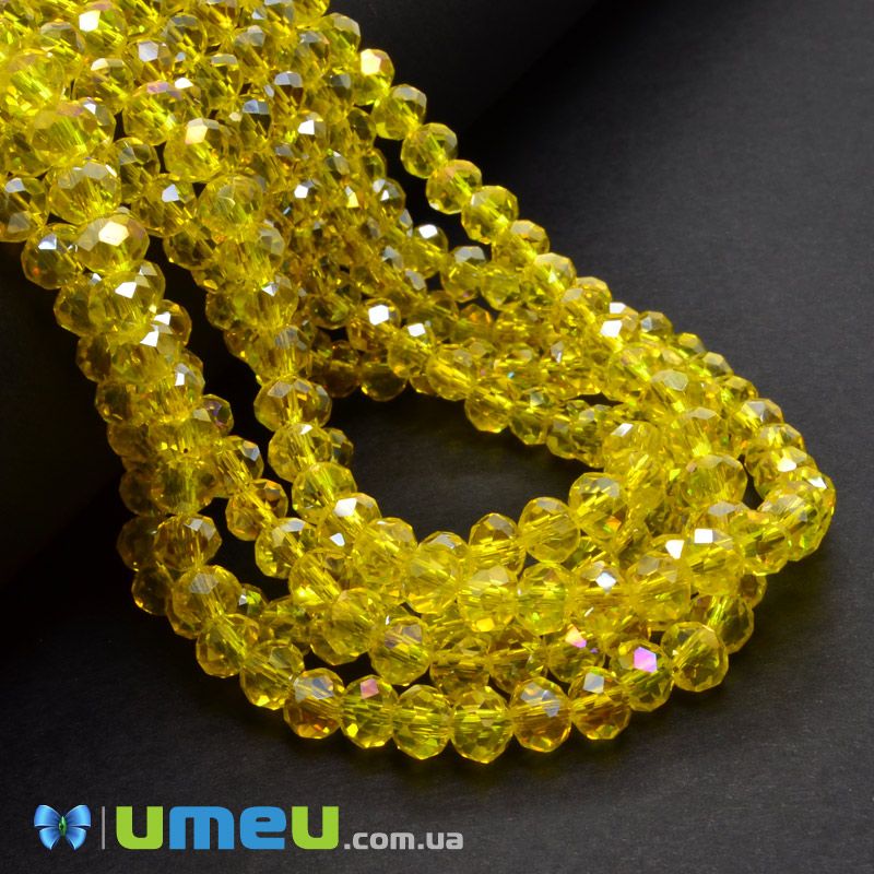 Намистини ронделі, 6х5 мм, Жовті АВ (BUS-049201)