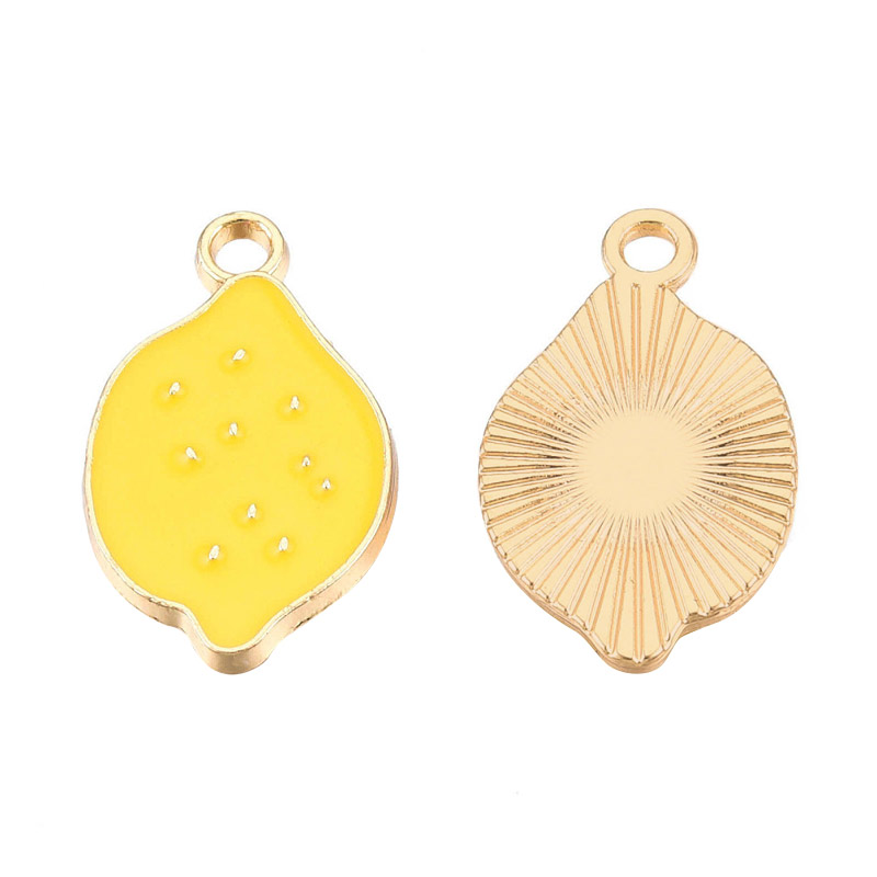 Підвіска метал. Лимон жовтий, 20,5 х12,5 мм, Золото (POD-053681)