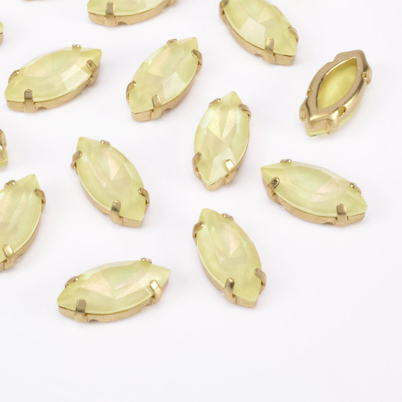 Шатон човник 15х7 мм, Золото, Жовтий (KAB-052945)