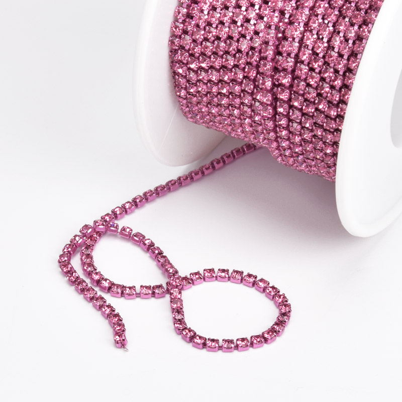 Стразового ланцюг SS6 - 2,0 мм, Рожева, Стрази скляні рожеві (ZEP-043000)