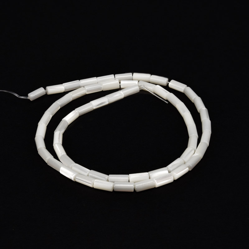 Намистини Перламутр білий, Натур. камінь, 7х3 мм, Бочонок (BUS-057867)