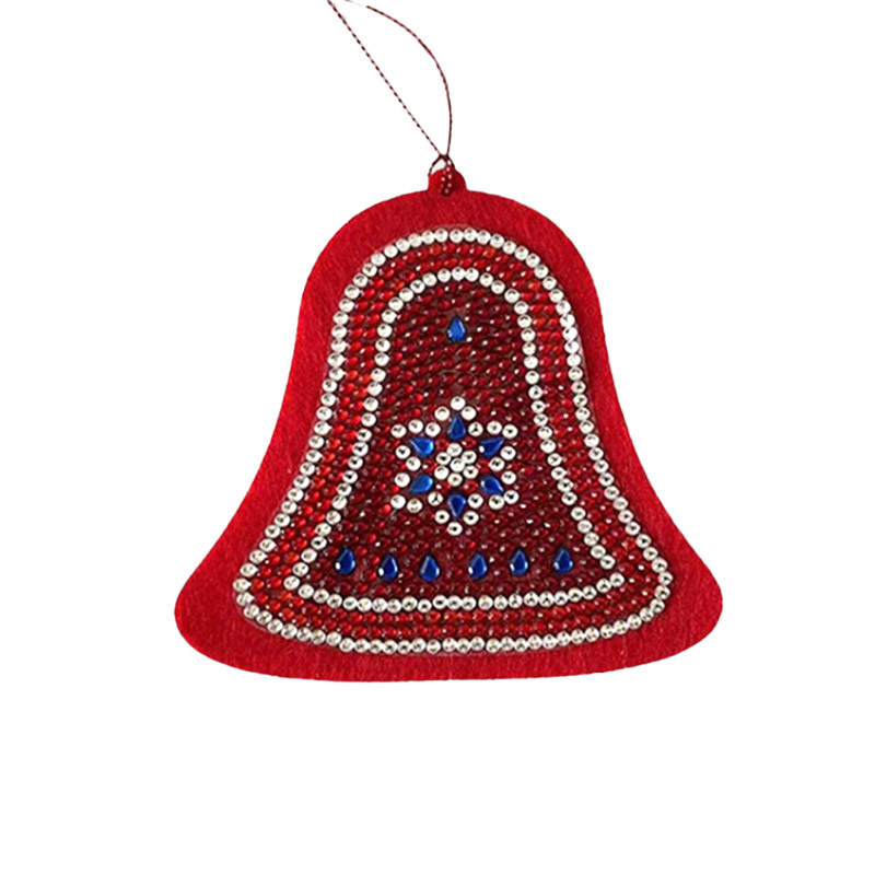 Набір алмазного живопису (наклейка) 10х10 см, Новорічна іграшка Дзвіночок (SXM-061132)