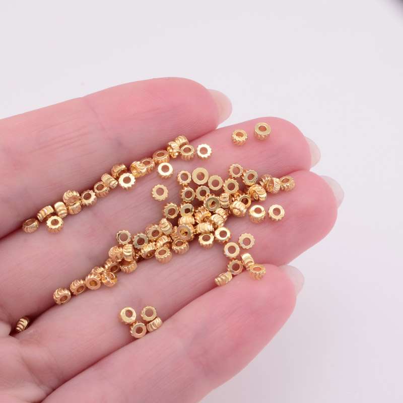 Намистини-розділювачі, 3х1,5 мм, Латунь з покриттям 18 kt (BUS-055833)