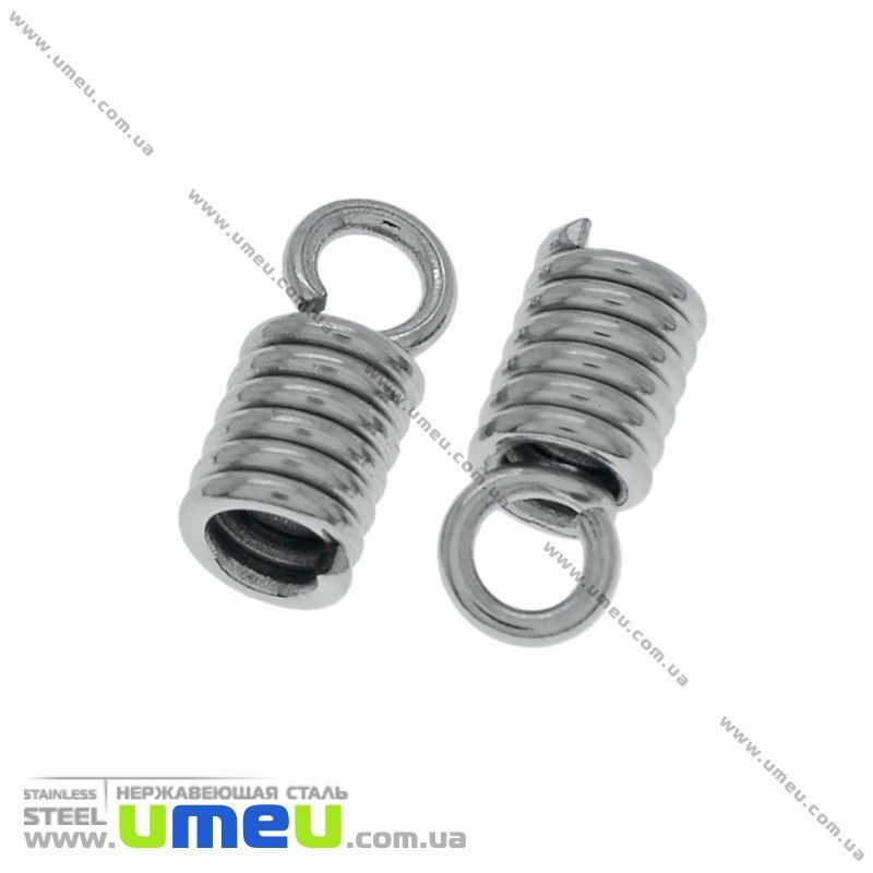 Затиск-пружинка з нержавіючої сталі, 8х3,5 мм, Темне срібло (STL-022913)