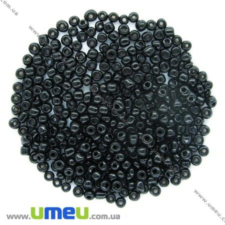 Бисер китайский крупный, 6/0, Черный натуральный, 4 мм (BIS-000622)