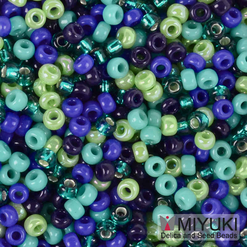 Бісер японський Miyuki круглий RR 11/0 №MIX128, Мікс бірюзовий (BIS-051195)