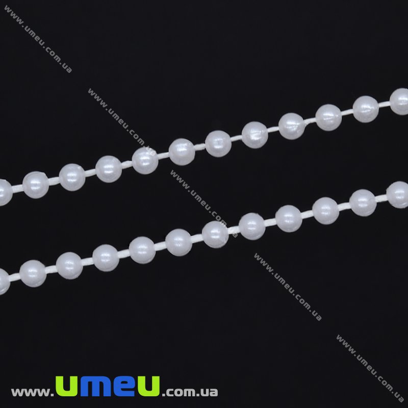 Бусины на нитке, Жемчуг, 2,5 мм, Белые (LEN-010540)