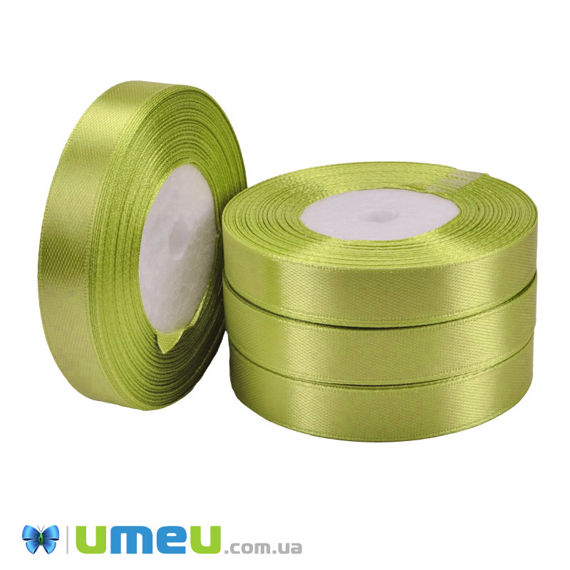Атласна стрічка, 12 мм, Салатова (LEN-051025)