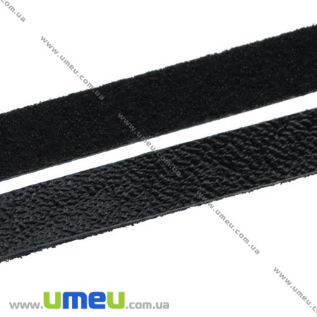 Штучний шкіряний шнур плоский, Чорний, 5х1,5 мм (LEN-007358)