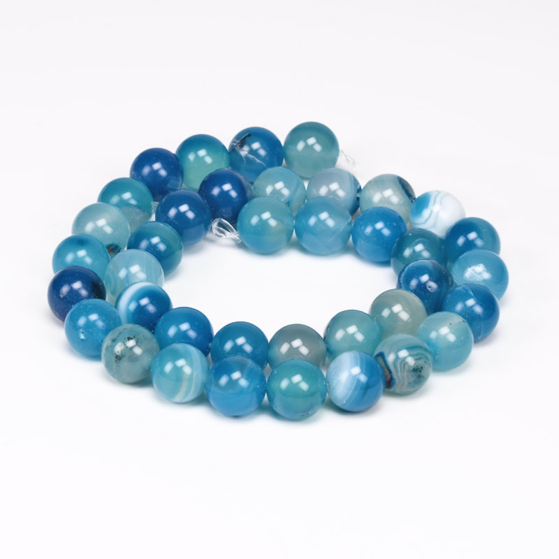 Намистини Агат синій, Натур. камінь, 10 мм, Круглі (BUS-056099)