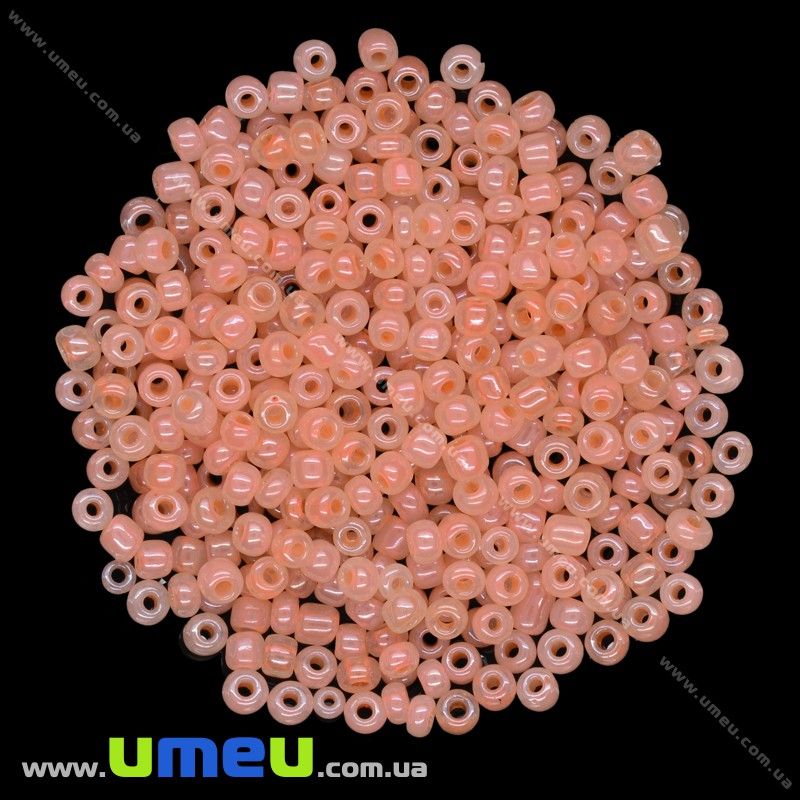 Бісер китайський великий, 6/0, Персиковий перламутровий, 4 мм (BIS-015623)