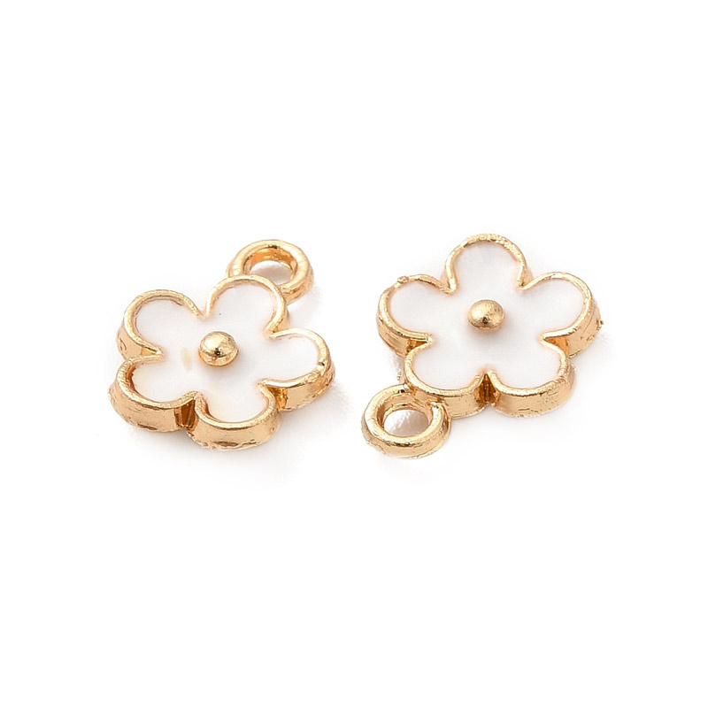 Подвеска метал. Цветочек белый, 10х8 мм, Золото (POD-053814)