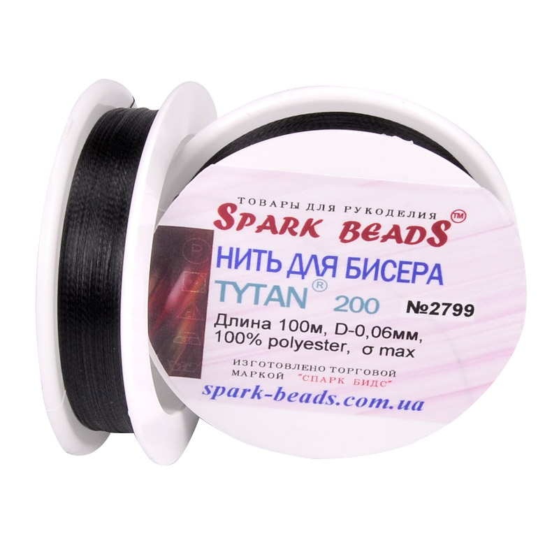 Нитка для бісеру Титан 200, Чорний №2799, 100 м (MUL-053134)