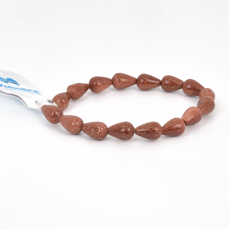 Бусины Авантюрин Золотой песок, Синт. камень, 12х8 мм, Капля, 19 см (BUS-057978)