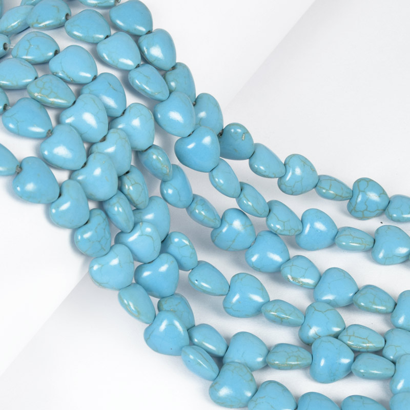 Намистини Бірюза пофарбована, Синт. камінь, 10х10х5 мм, Серце (BUS-057530)