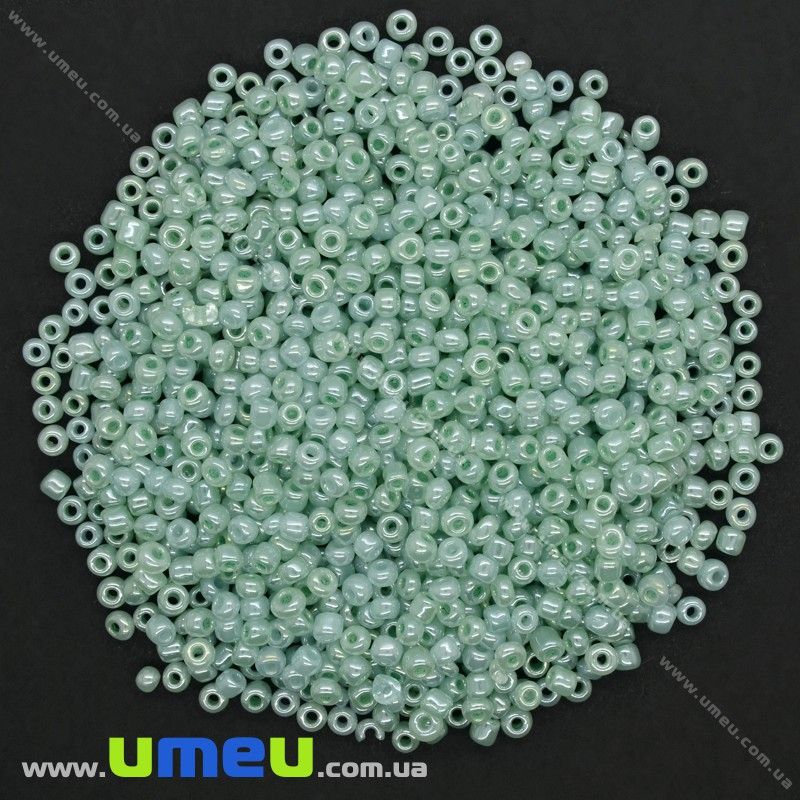 Бисер китайский средний, 8/0, Мятный перламутровый, 3 мм (BIS-026162)
