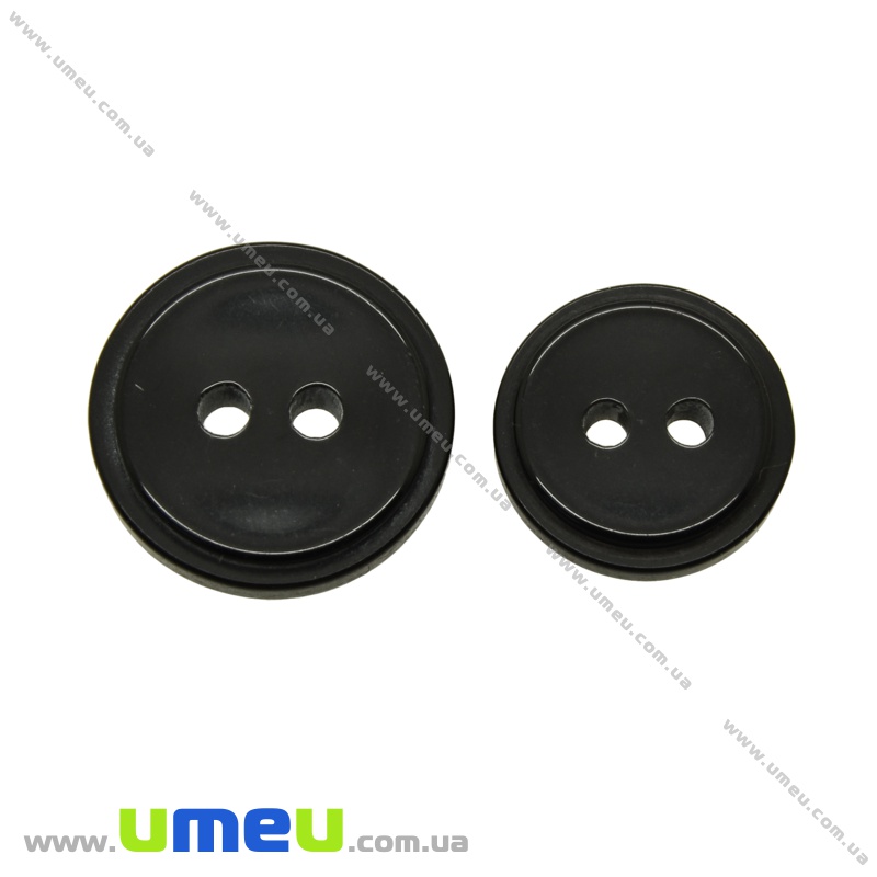 Пуговица пластиковая Круглая, 15 мм, Черная (PUG-021388)