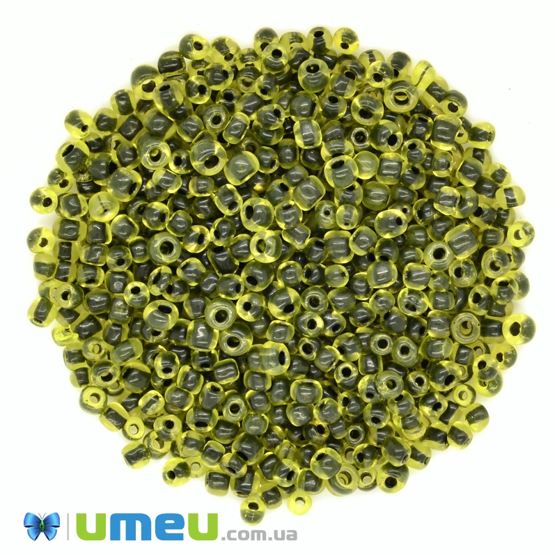 Бисер китайский крупный, 6/0, Оливковый хамелеон, 4 мм (BIS-037738)
