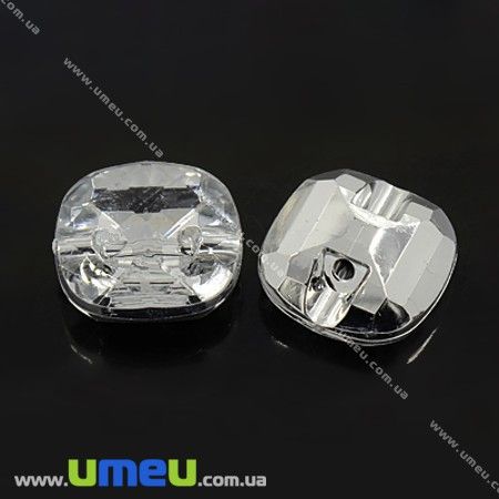 Гудзик пластиковий на полуніжці Квадратний, 14х14 мм, Білий (PUG-012836)