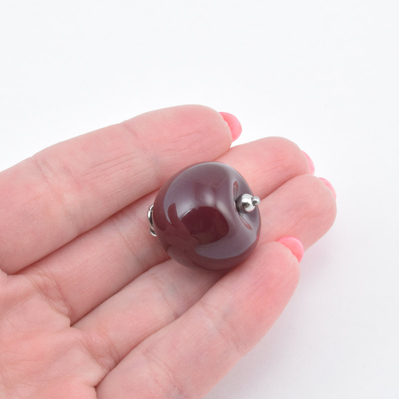 Подвеска Яблочко из полимерной глины, 22 мм, Бордовая (POD-059001)