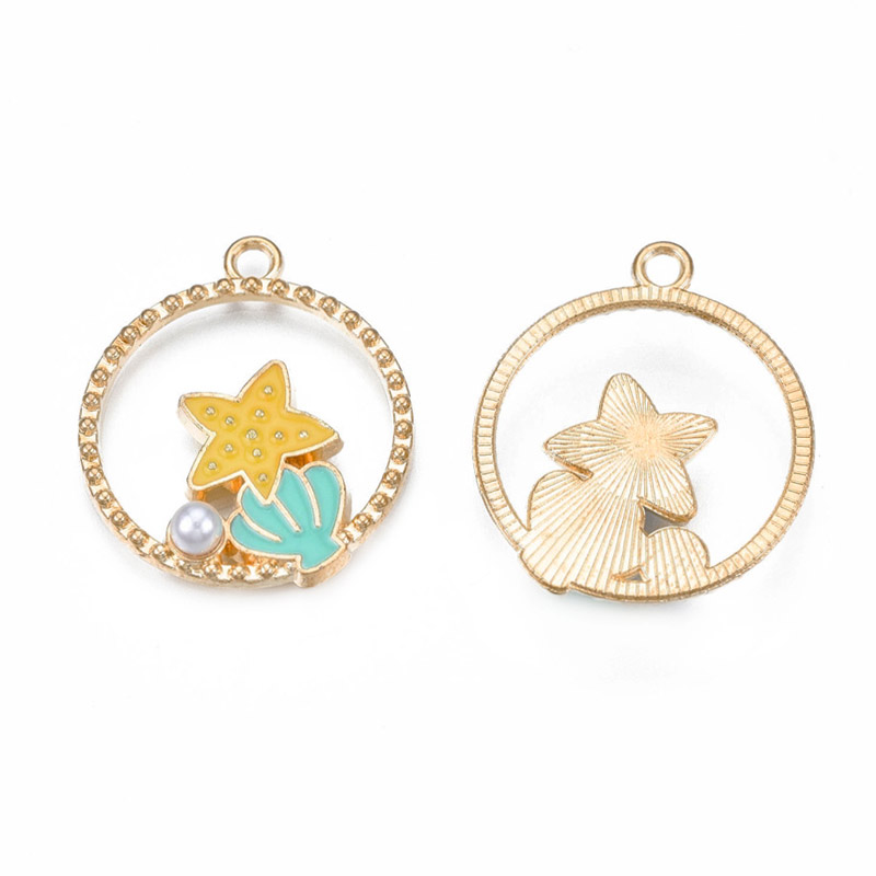 Подвеска метал. Круглая со звездой, 25х22 мм, Золото (POD-053701)