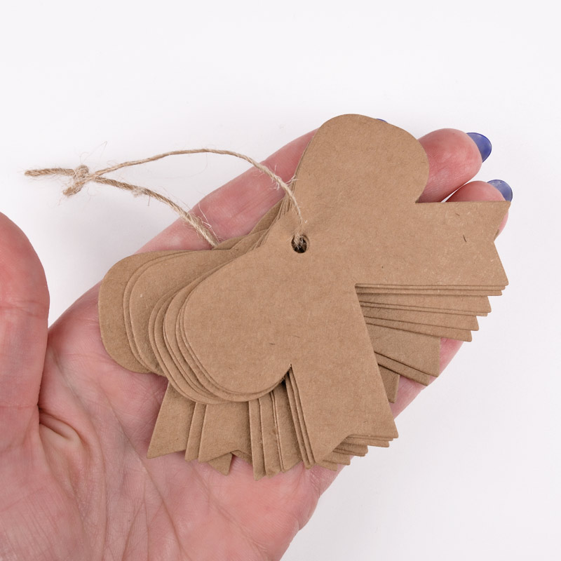 Бирки для подарков, Бантик, 65х60 мм, Крафт (UPK-056655)